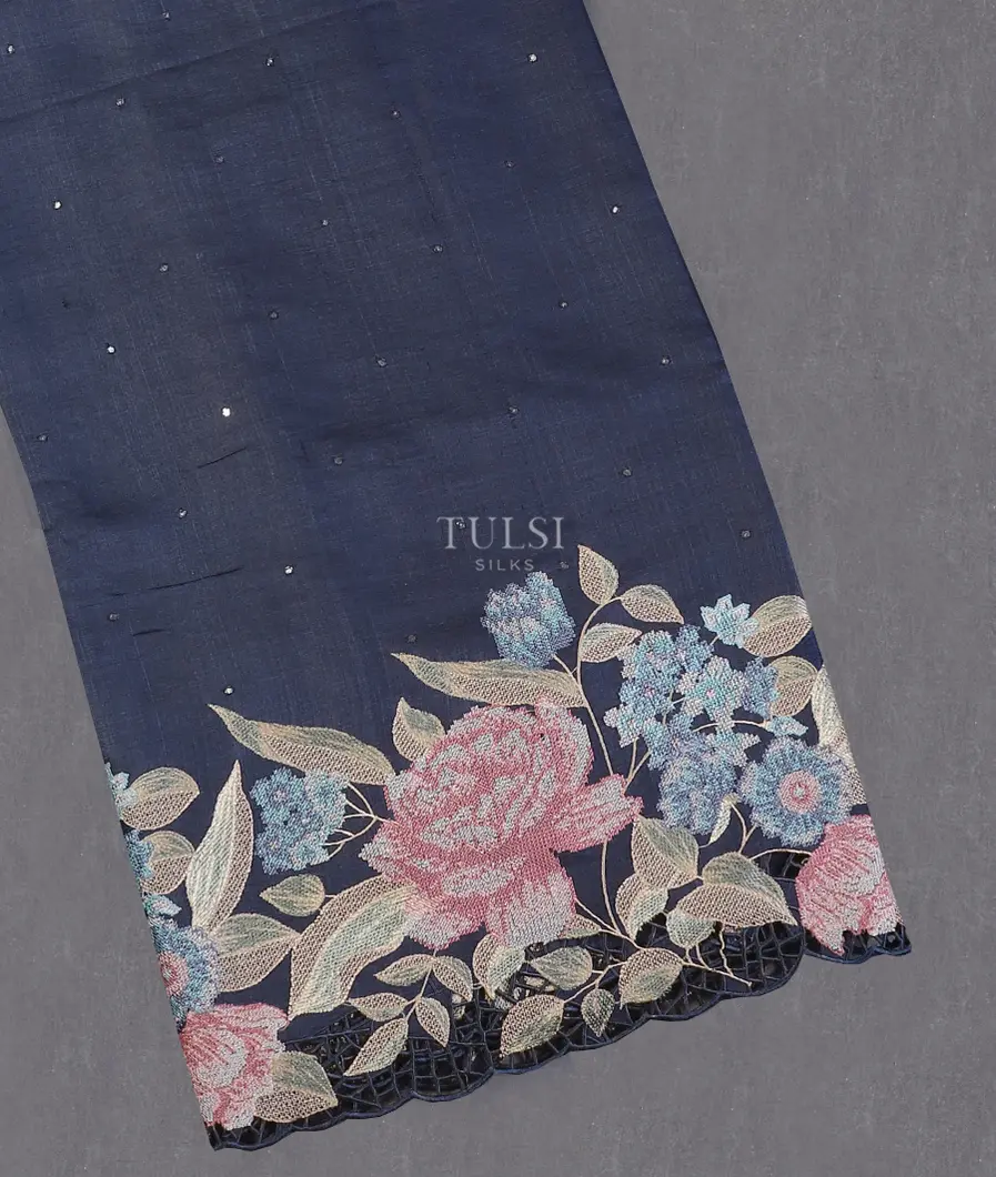 Blue Tussar Cutwork Saree T553962-image