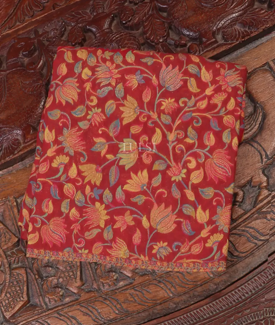 Red Kashmir Kani Silk Blouse T556511-image