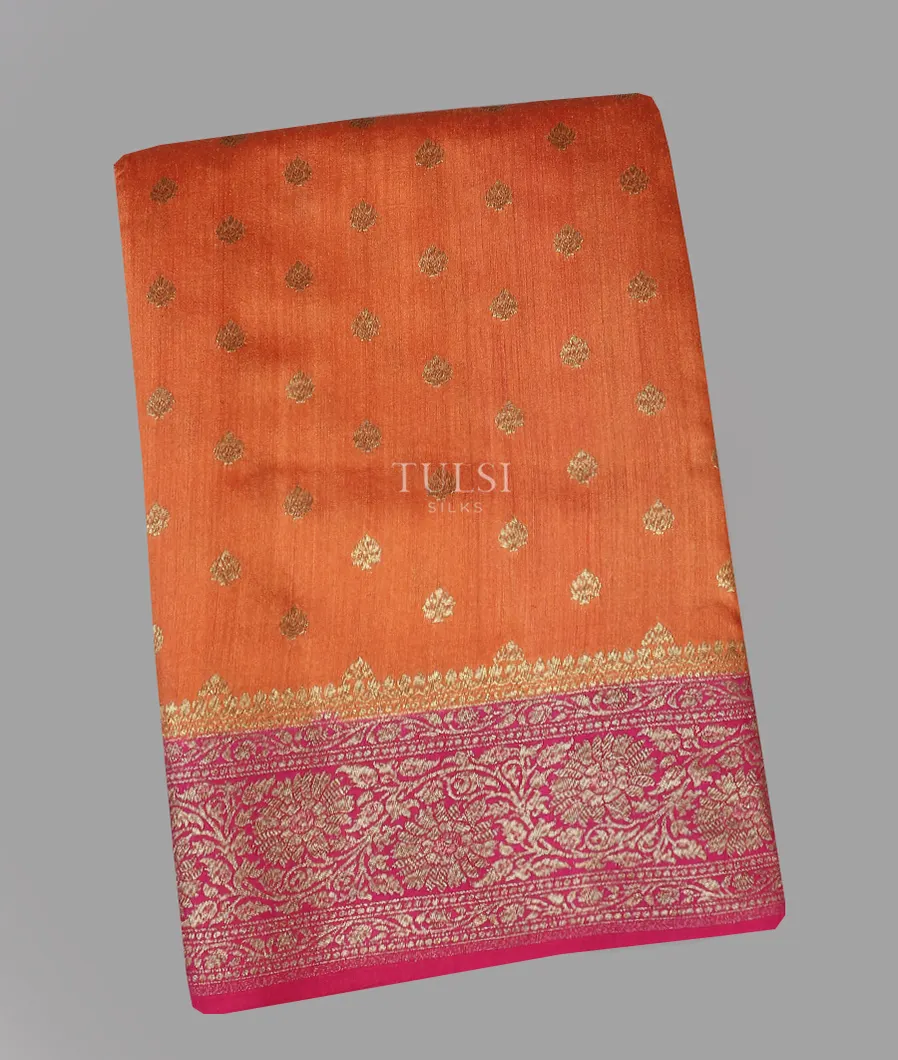 Orange Banaras Tussar Saree T595414-image