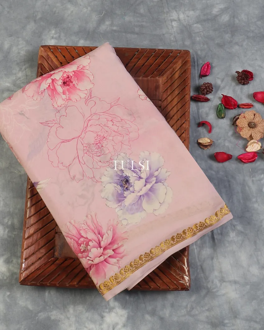 Pink Mysore Crepe Silk Saree T603403-image