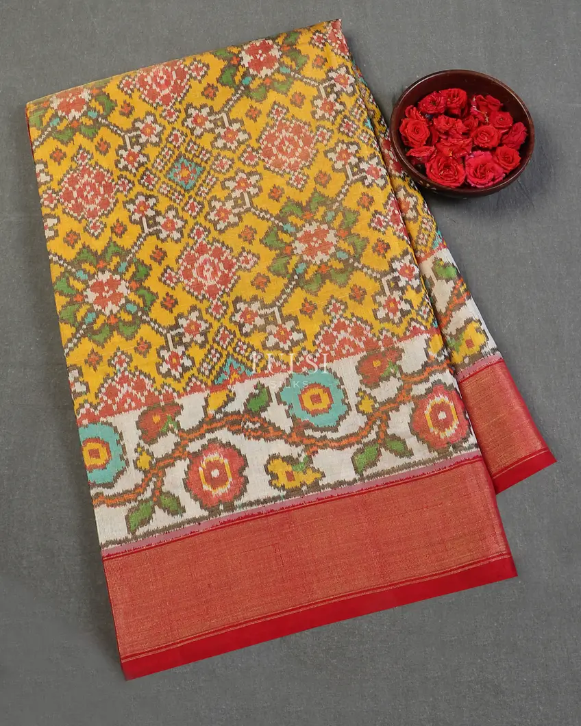 Yellow Tissue Patola Silk Saree T598051-image