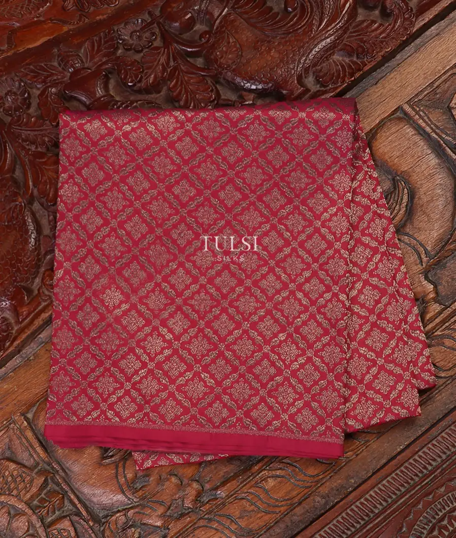 Pinkish Red Banaras Silk Blouse T595691-image