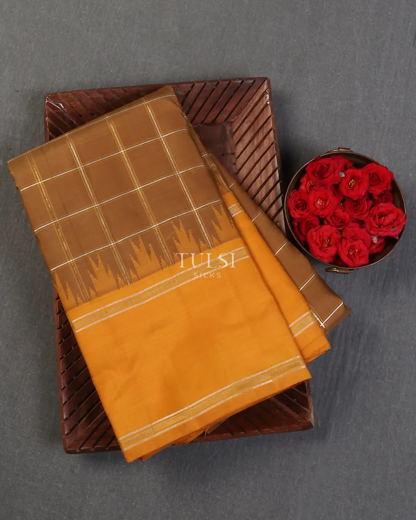 Light Brown Kanjivaram Silk Saree T601380-image