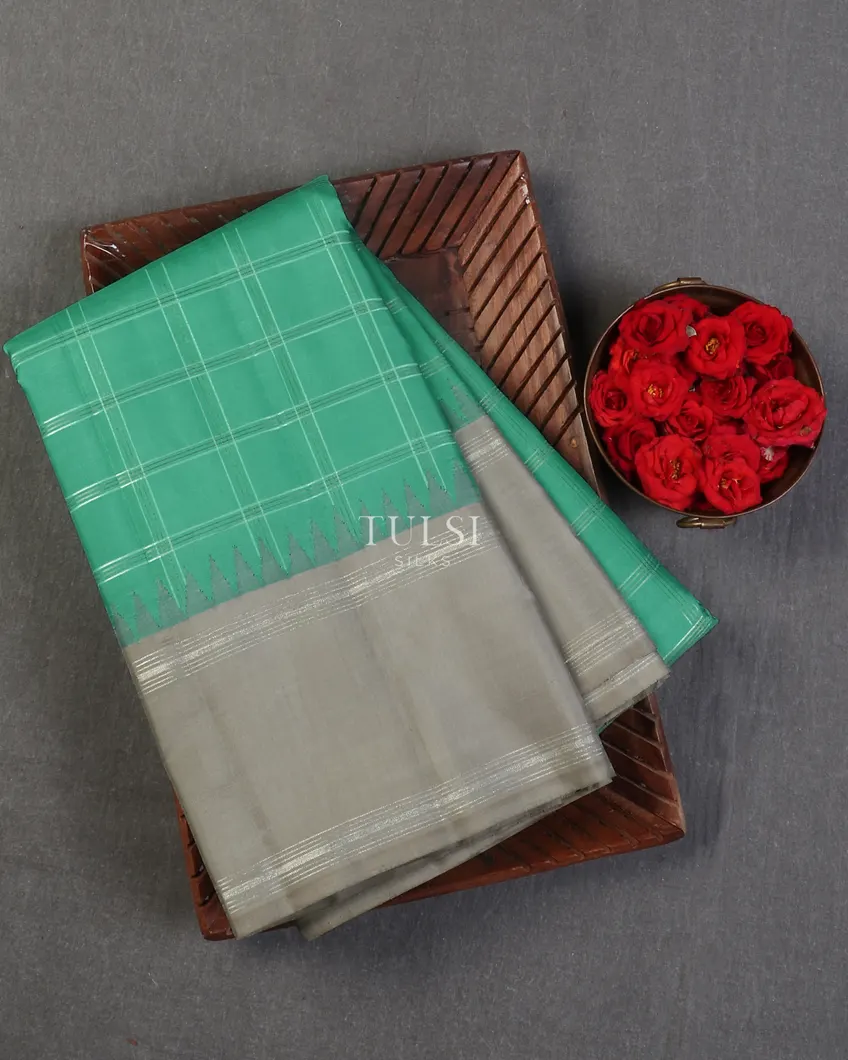 Greenish Blue Kanjivaram Silk Saree T603805-image