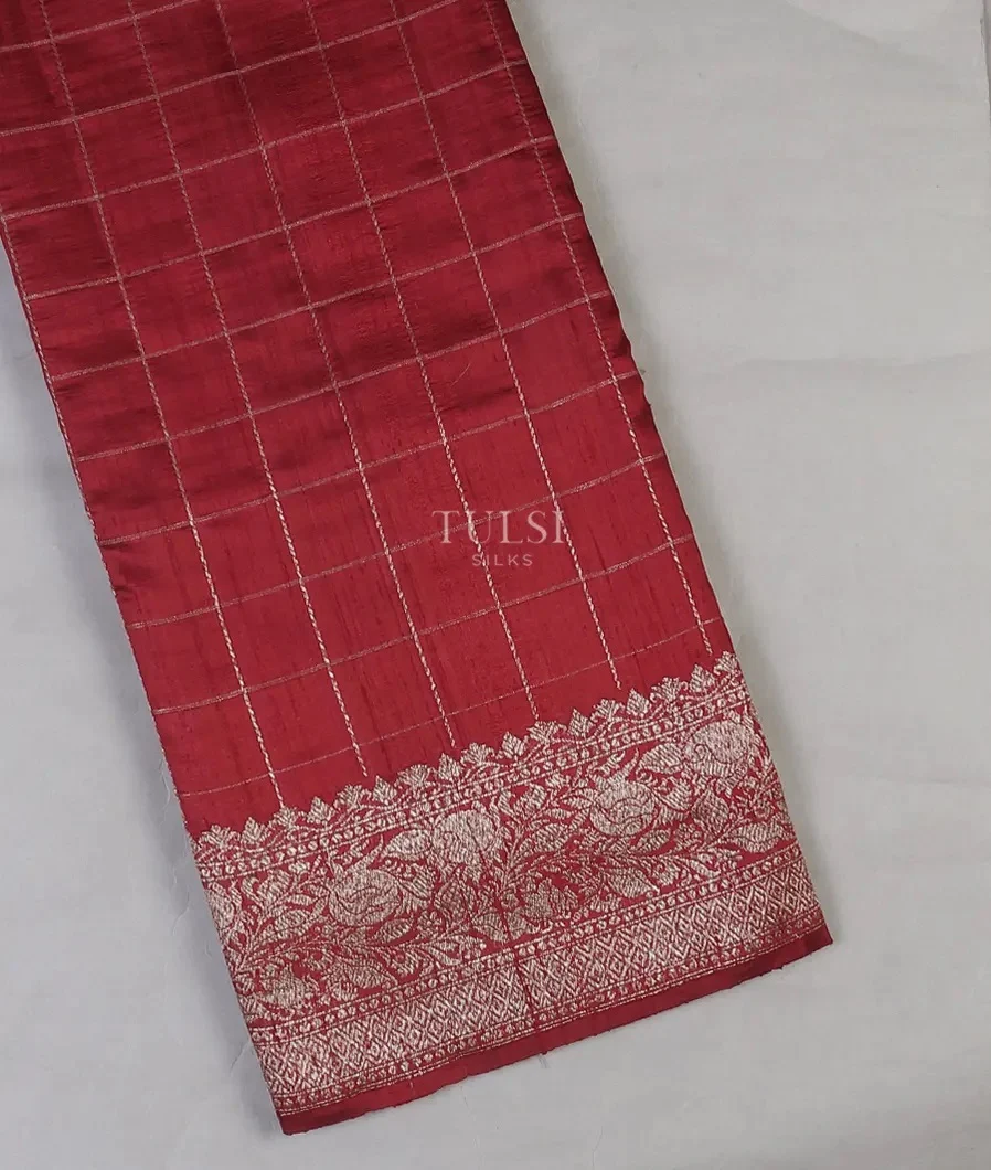 Red Banaras Tussar Saree T600279-image