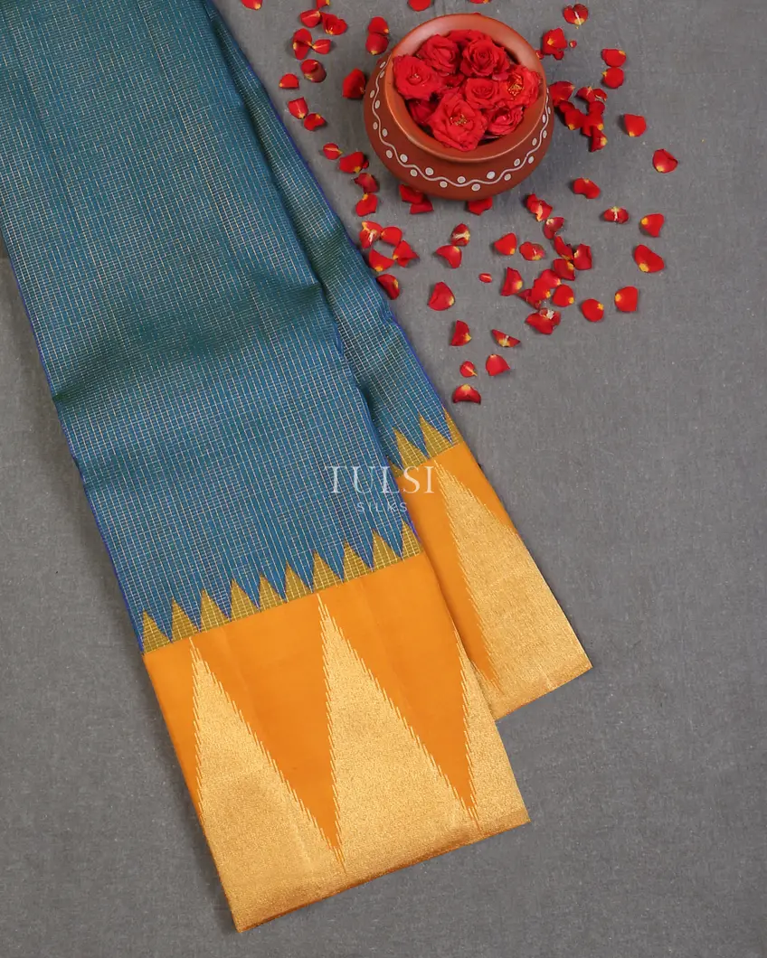Peacock Blue Kanjivaram Silk Saree T601842-image