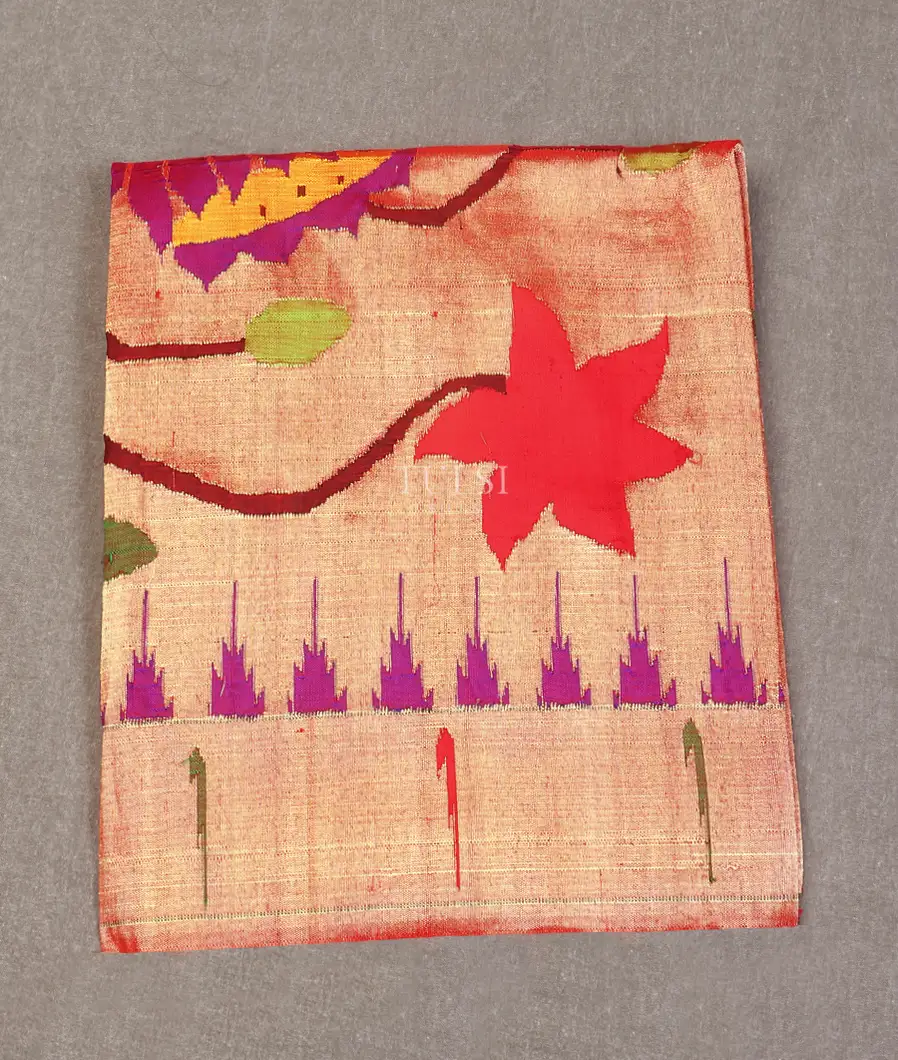 Gold And Red Paithani Silk Blouse T598042-image
