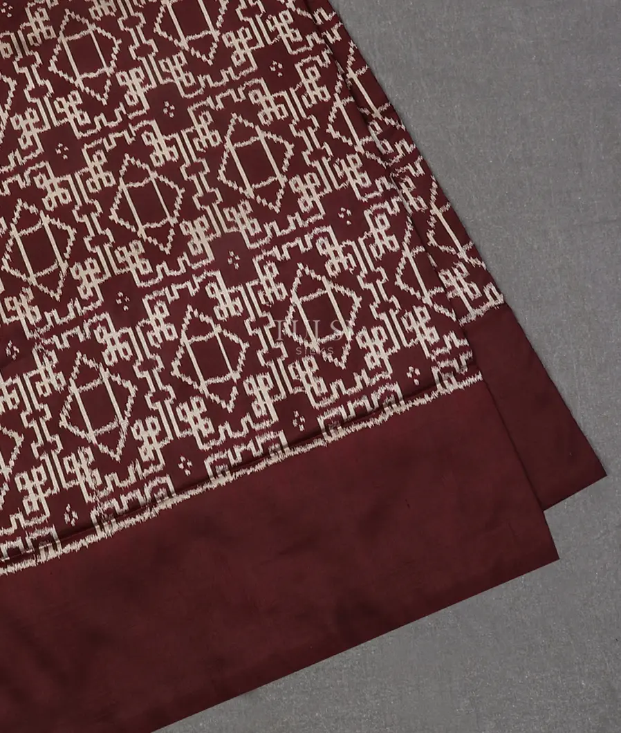 Deep Brown Ikat Silk Saree T576870-image
