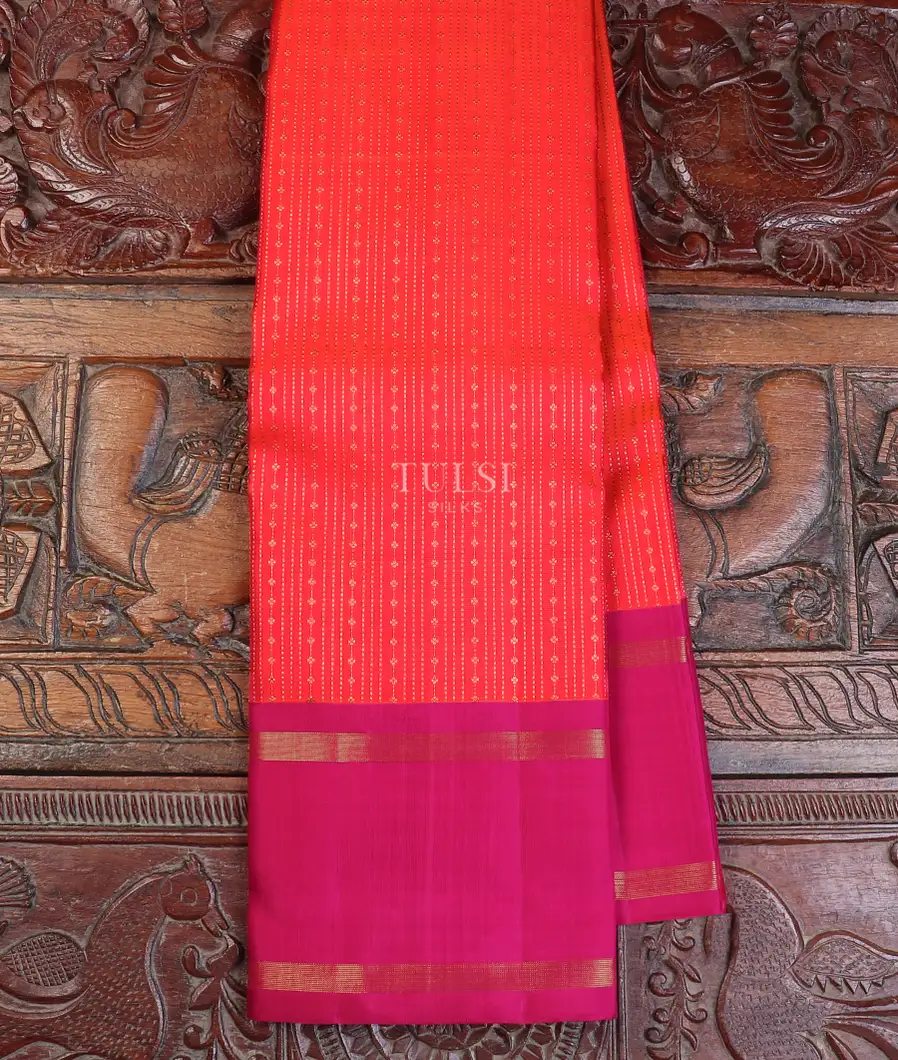 Orangish Pink Kanjivaram Silk Saree T590154-image