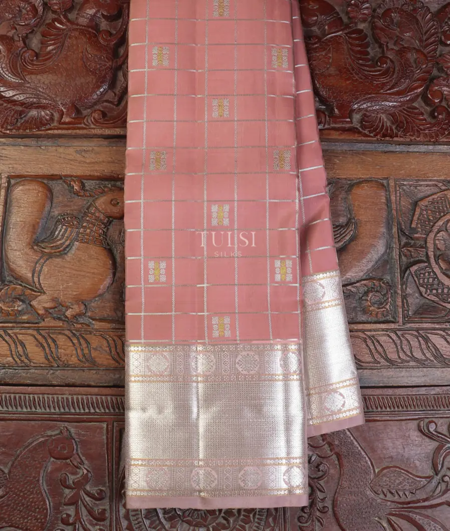 Coral Pink Kanjivaram Silk Saree T601474-image