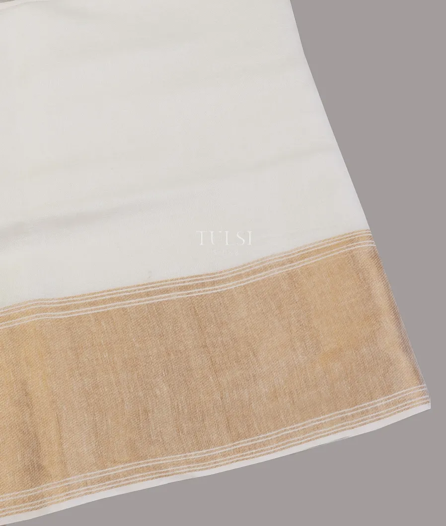 Off - White Handwoven Linen Saree T585044-image