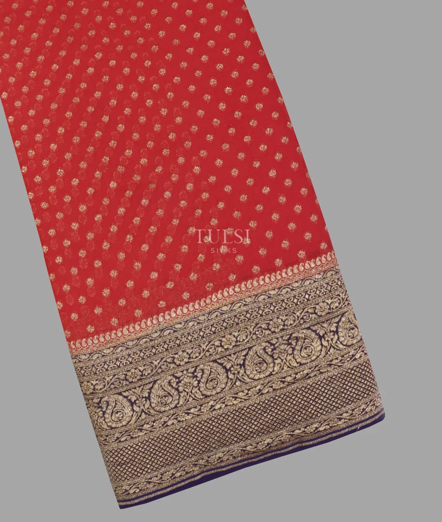 Red Banaras Georgette Silk Saree T564204-image