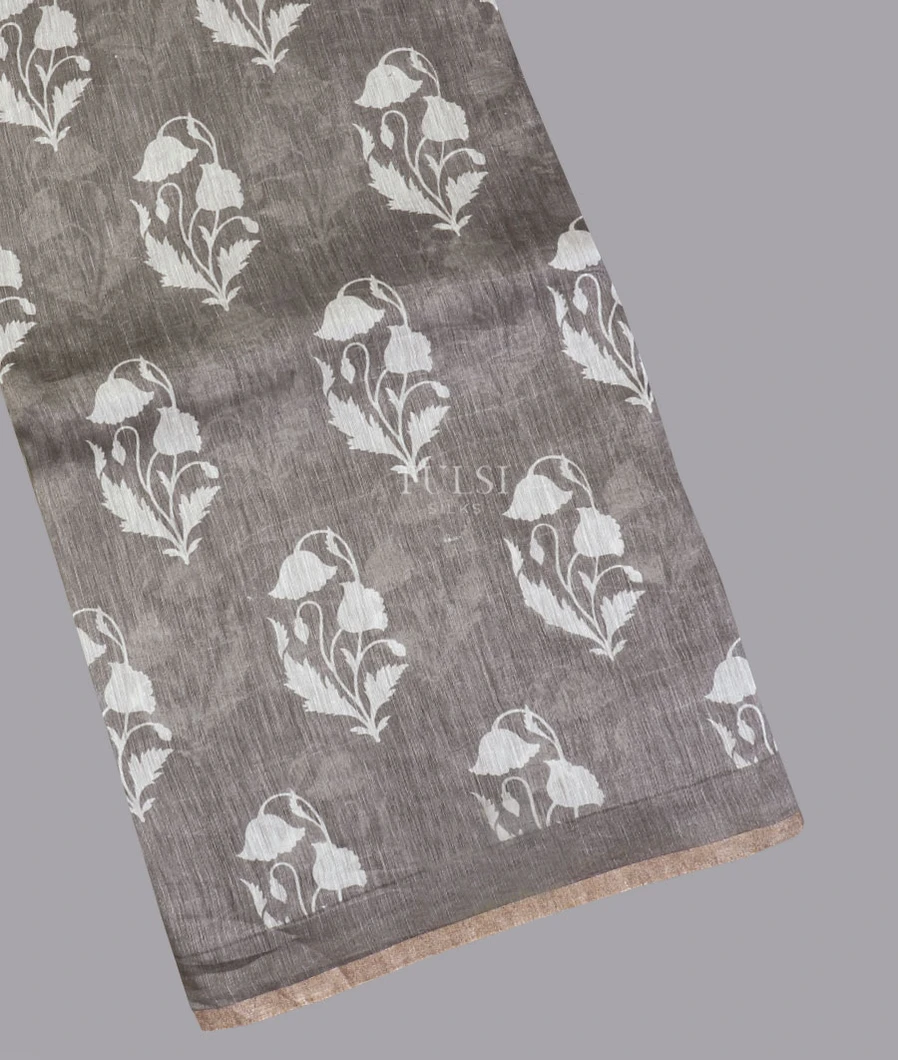 Grey Linen Printed Saree T603929-image