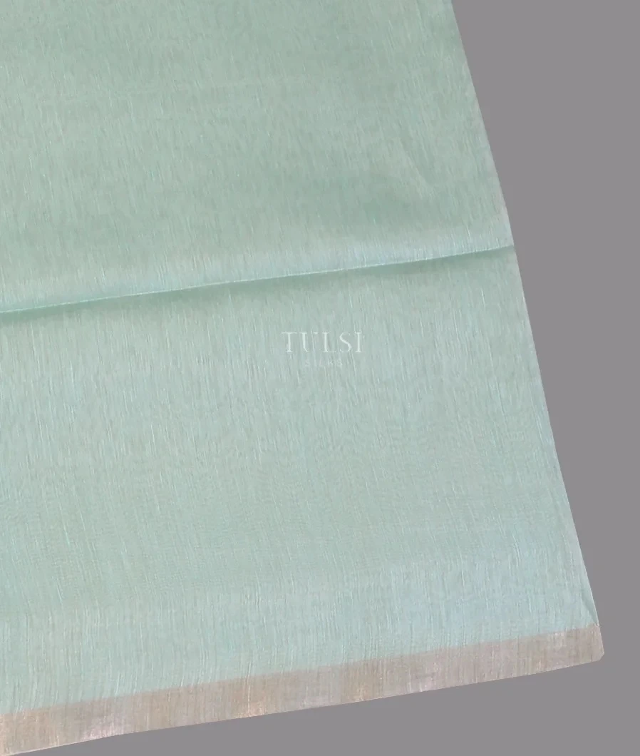 Light Blue Linen Printed Saree T597161-image