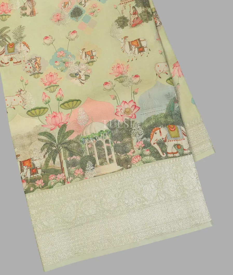 Light Green Banaras Kathan Silk Saree T593628-image