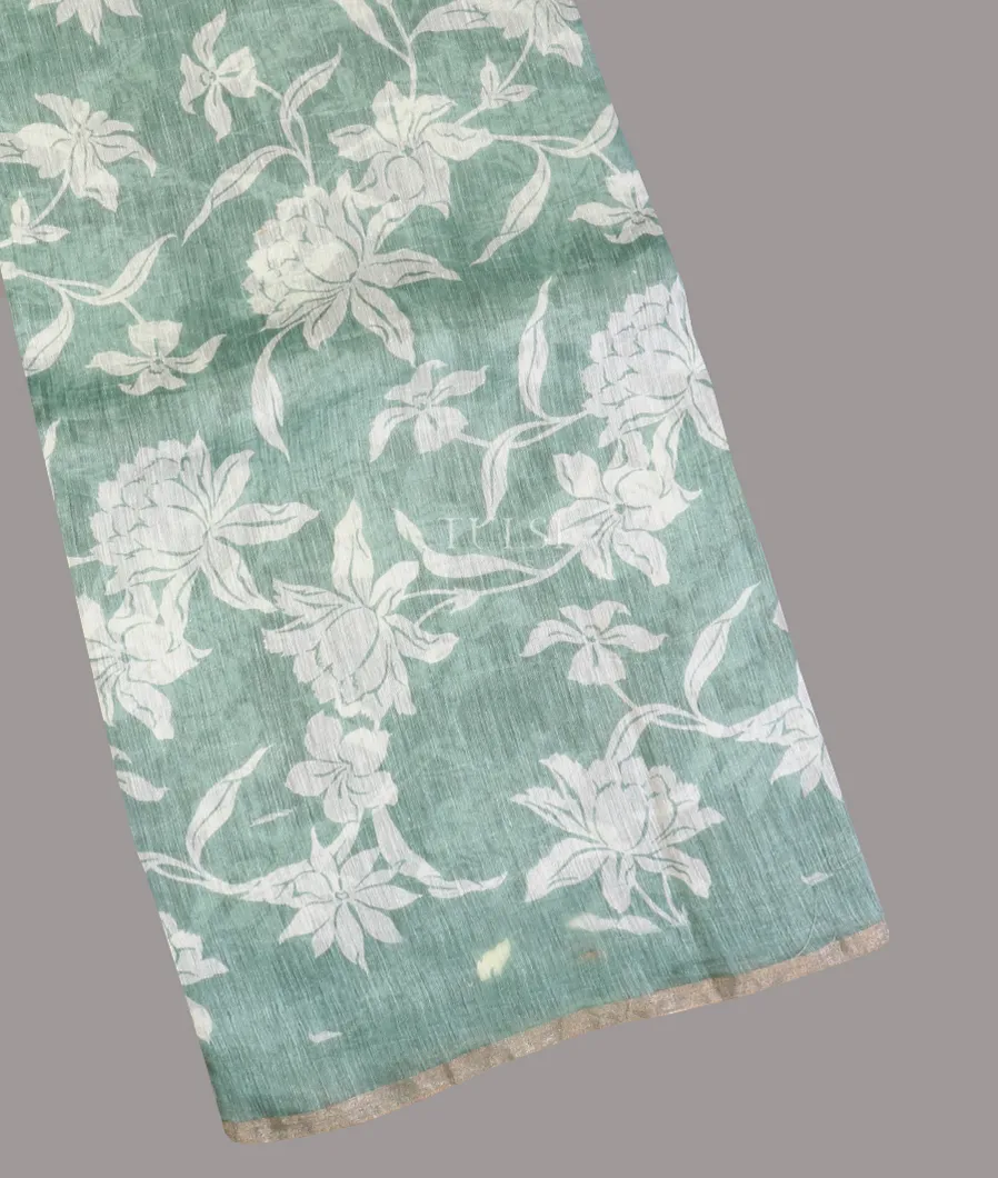 Bluish Grey Linen Printed Saree T603928-image