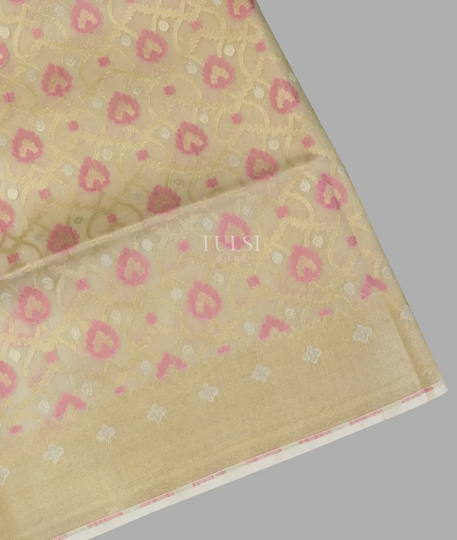 Light Beige Banaras Organza Saree T603072-image