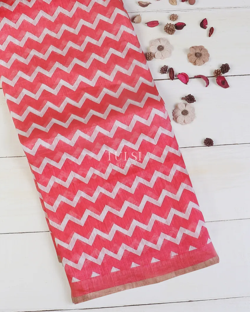 Pink Linen Printed Saree T601992-image