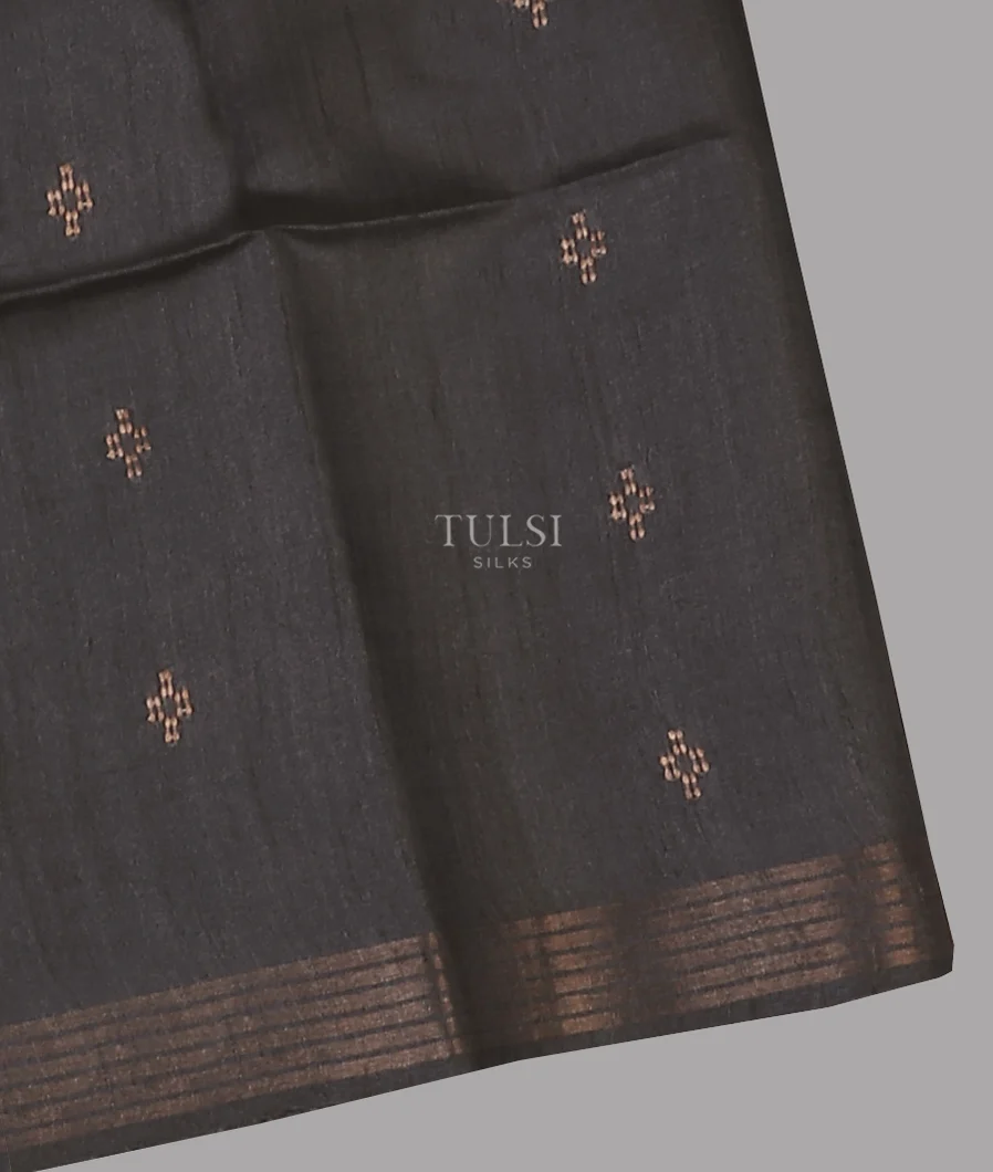 Black Tussar Printed Saree T604973-image