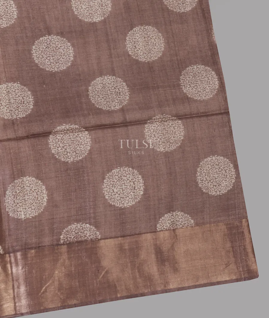 Light Brown Tussar Printed Saree T604902-image
