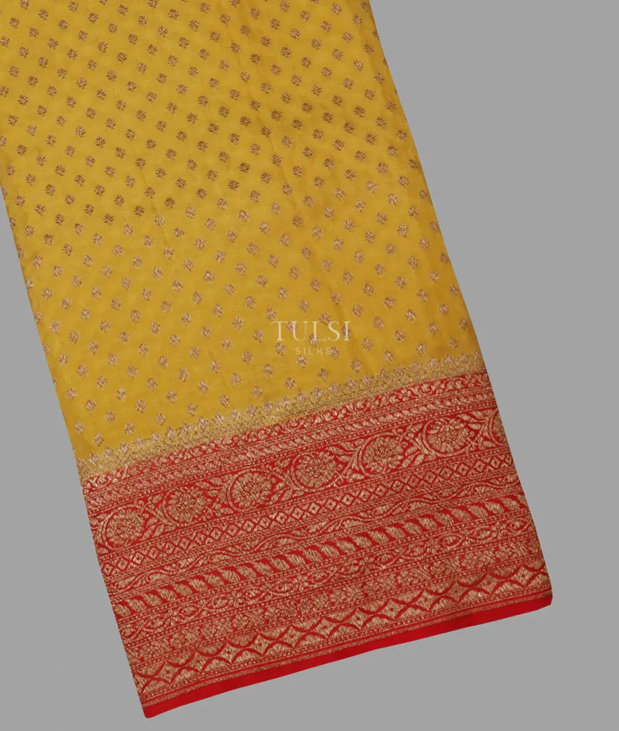 Yellow Banaras Crepe Silk Saree T601967-image