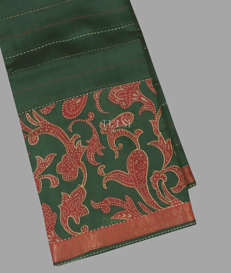 Green Tussar Printed Saree T604591-image