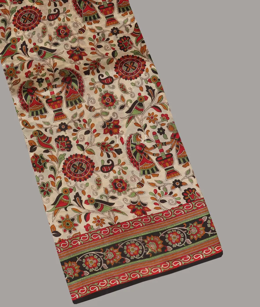 Beige Printed Silk Saree T550448-image