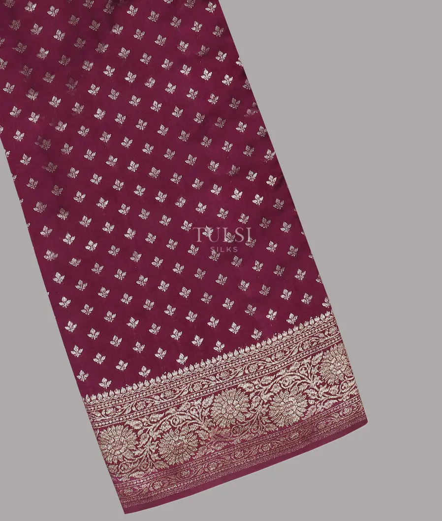 Burgundy Banaras Silk Saree T605169-image