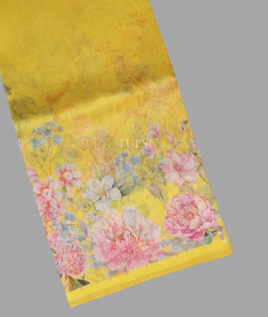 Yellow Tissue Organza Printed Saree T603863-image