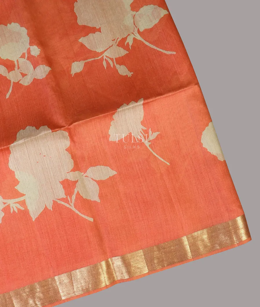 Peach Tussar Printed Saree T593088-image