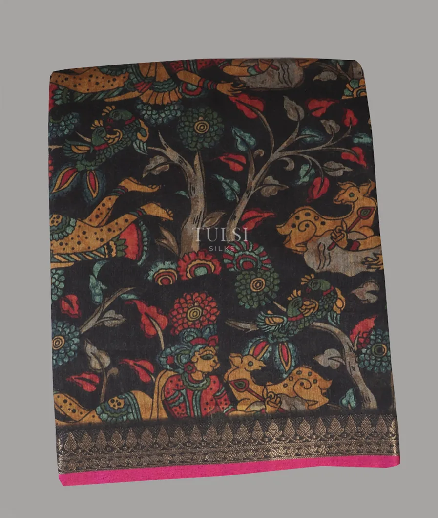 Black Tussar Printed Saree T603389-image