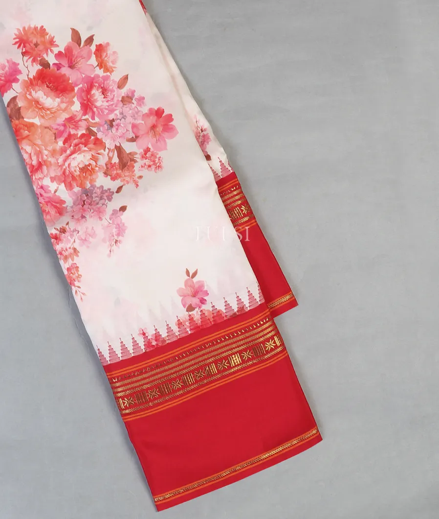 Off - White Printed Soft Silk Saree T600914-image