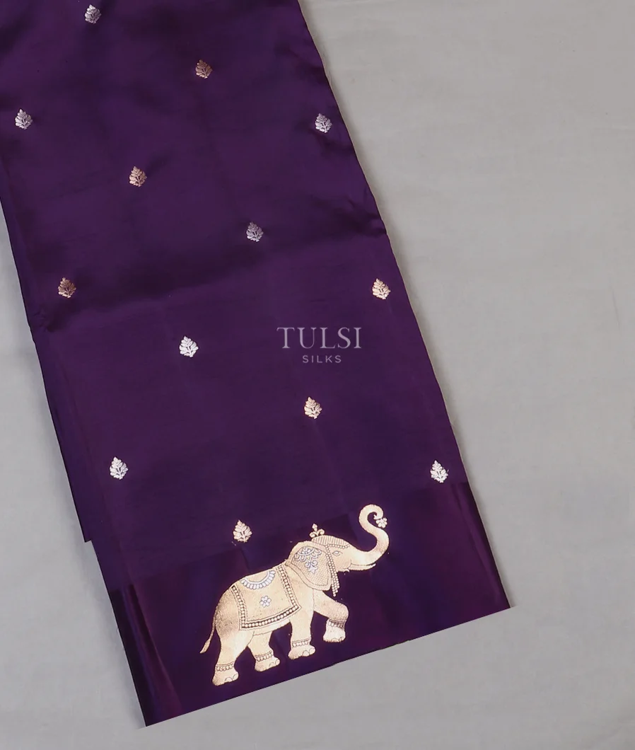 Purple Banaras Silk Saree T602384-image