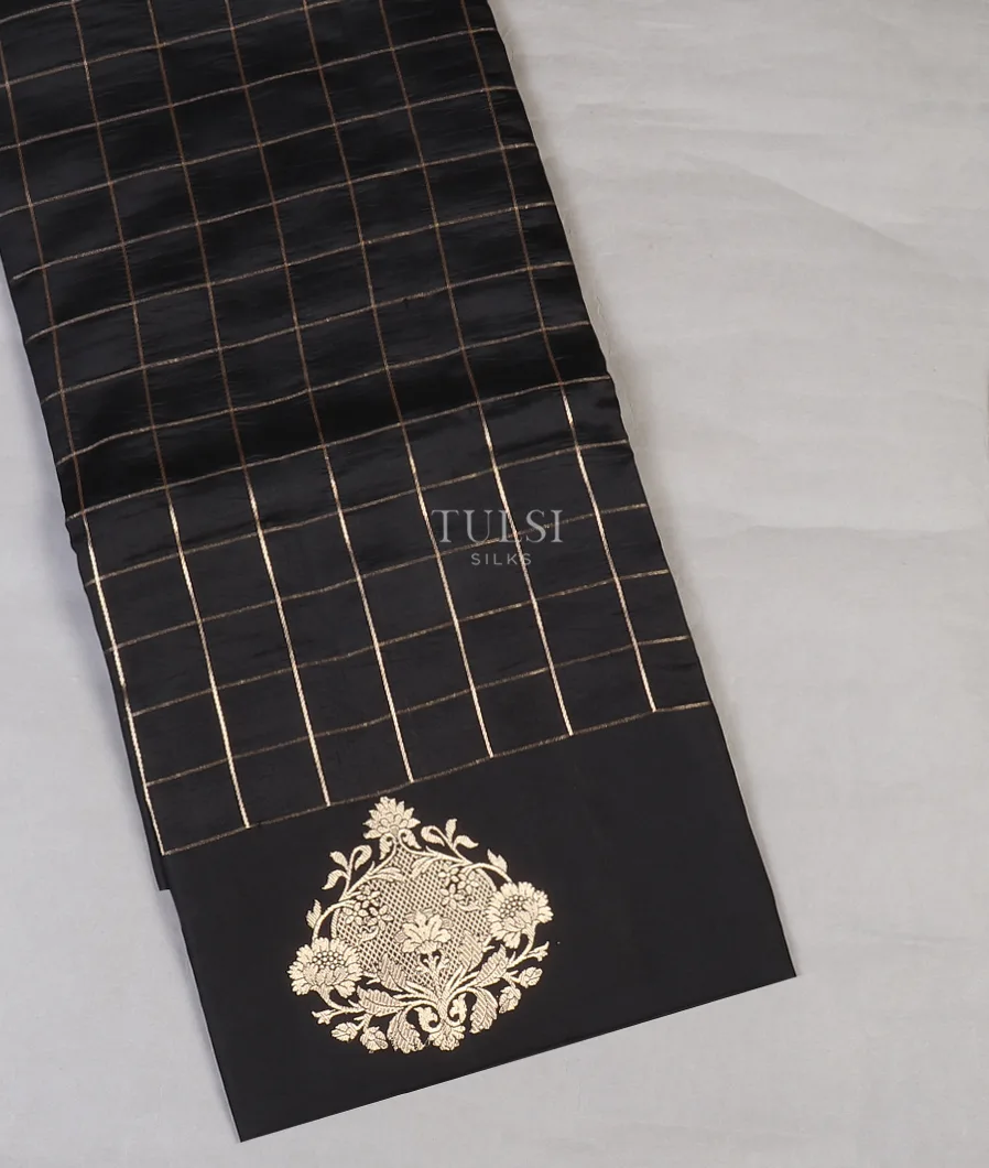 Black Banaras Silk Saree T604381-image