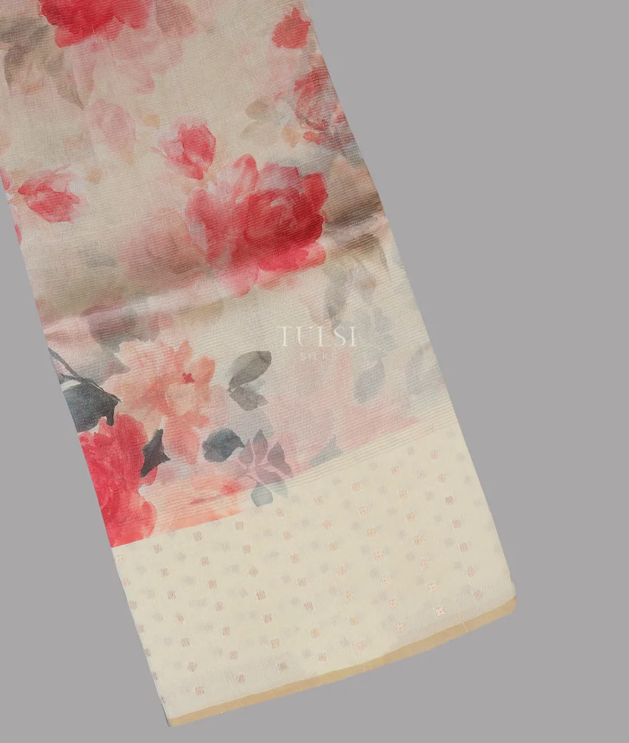 Off - White Tissue Organza Printed Saree T603862-image