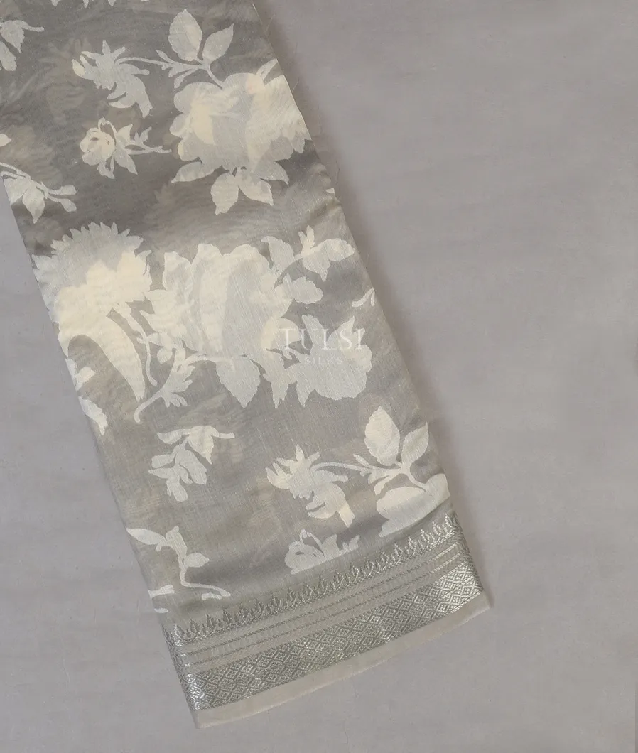 Grey Soft Printed Cotton Saree T605623-image