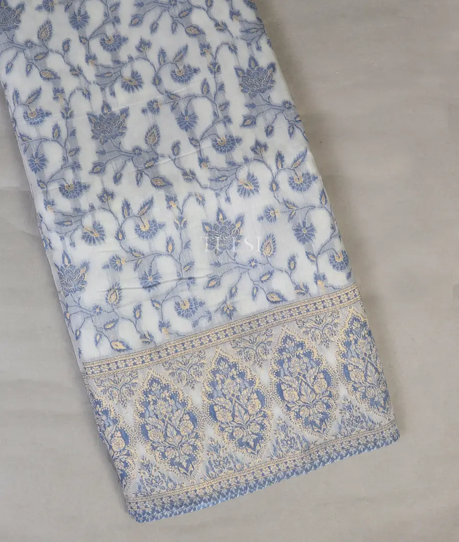 White Kashmir Kani Cotton Saree T603907-image