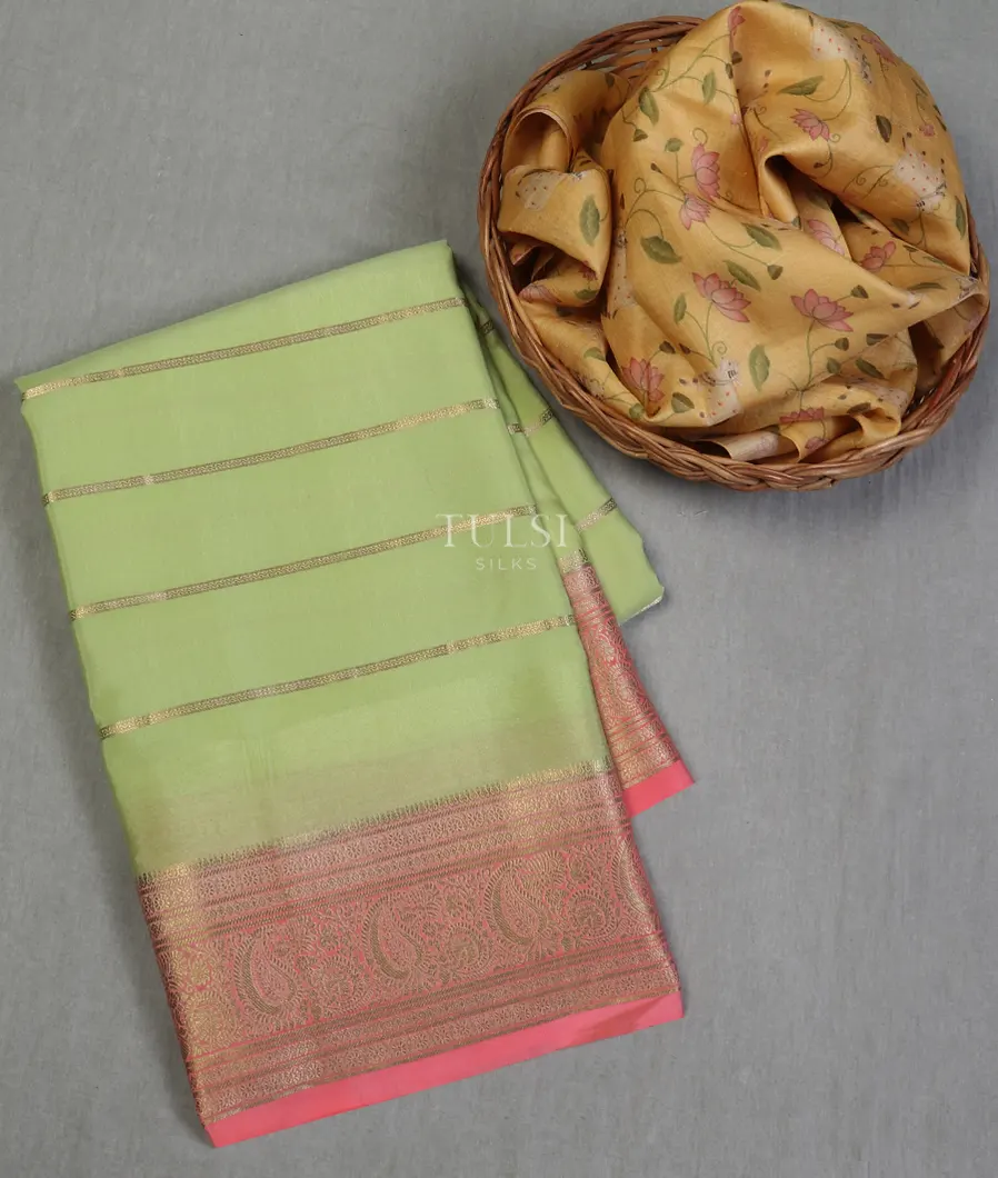 Green Mysore Crepe Silk Saree T605258-image