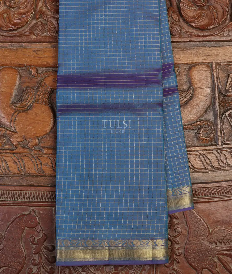 Peacock Blue Soft Silk Saree T598137-image