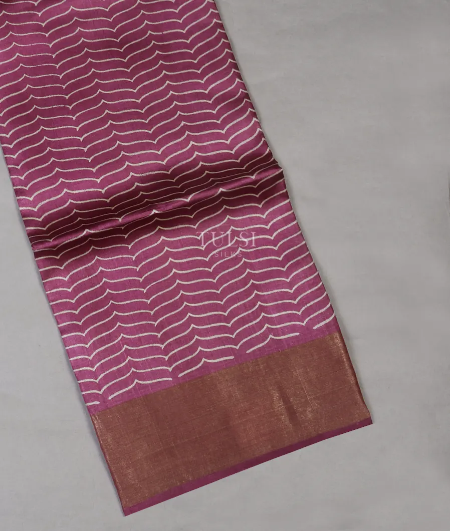 Purple Tussar Printed Saree T602789-image