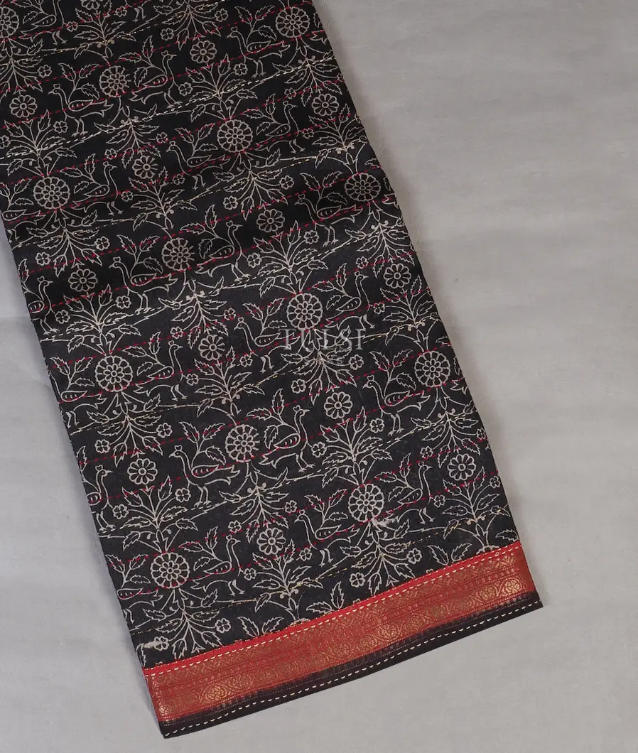 Black Soft Tussar Printed Saree T591632-image