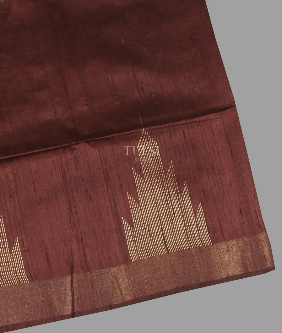 Brown Tussar Printed Saree T604976-image