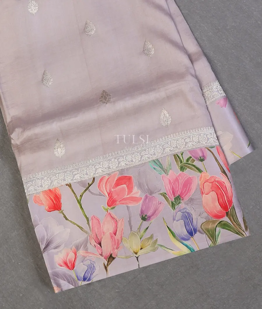 Light Lavender Banaras Kathan Silk Saree T604835-image