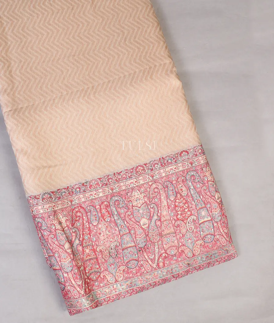 Light Beige Kashmir Kani Silk Saree T603911-image