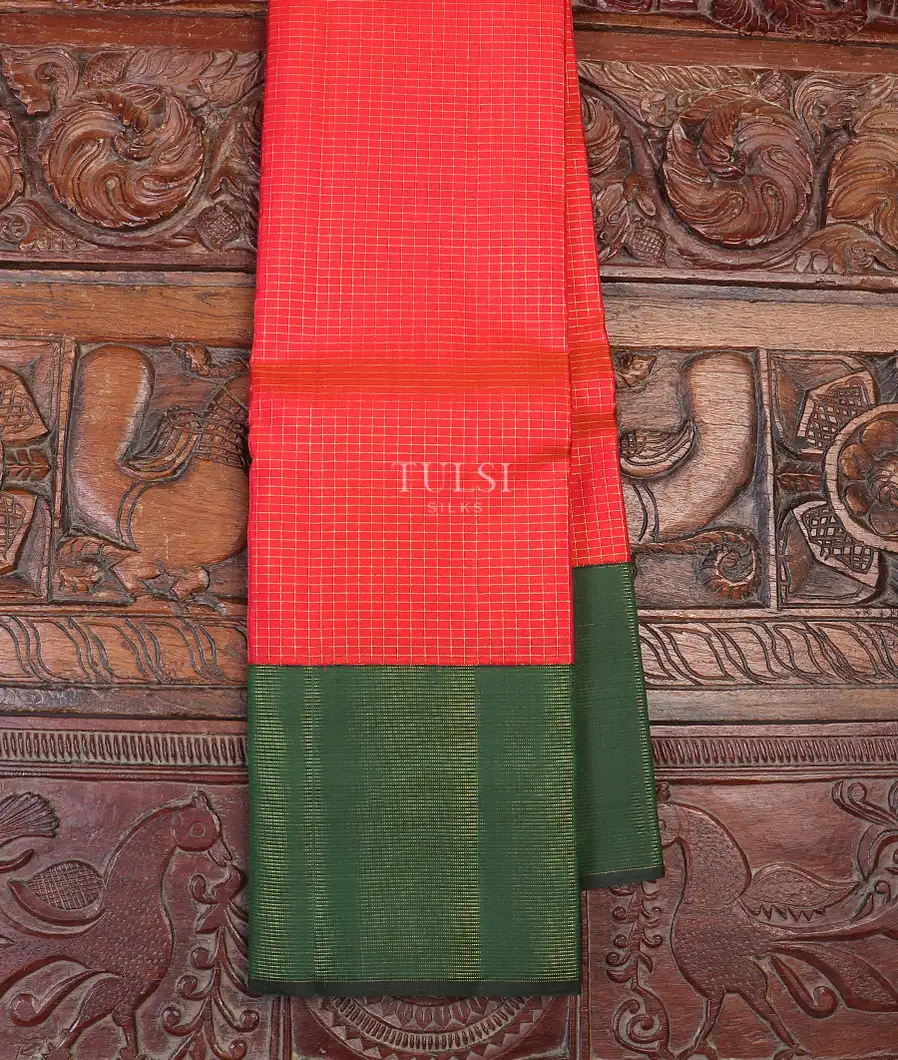 Orangish Pink Kanjivaram Silk Saree T605109-image