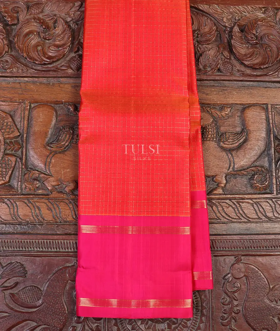Orangish Pink Kanjivaram Silk Saree T590174-image