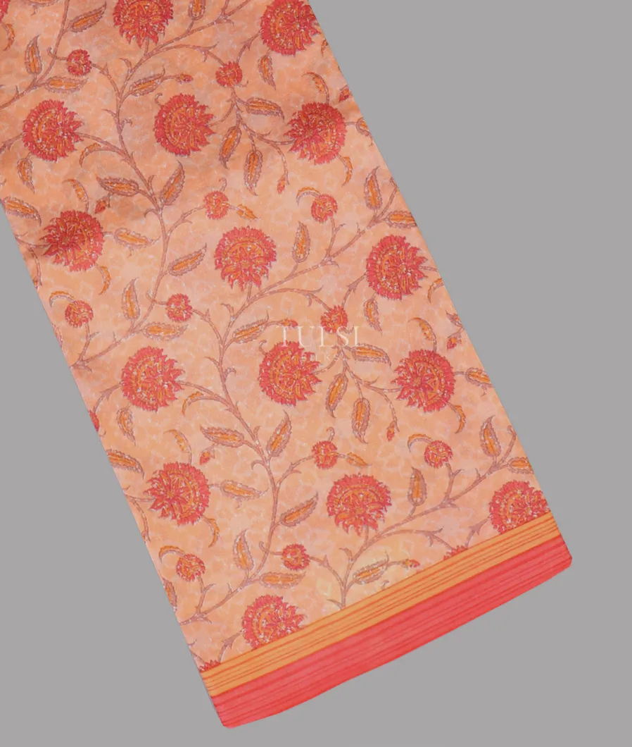 Peach Printed Silk Saree T591647-image