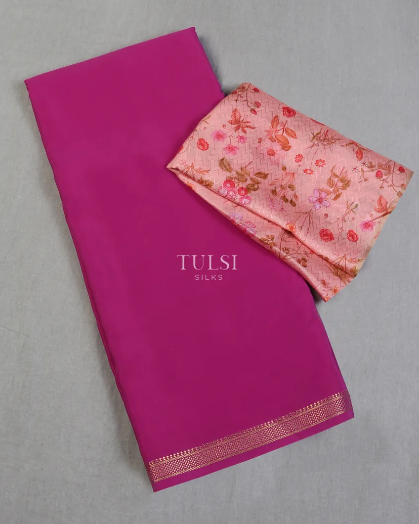 Magenta Mysore Silk Saree T603836-image