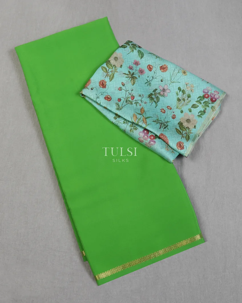 Parrot Green Mysore Silk Saree T603838-image