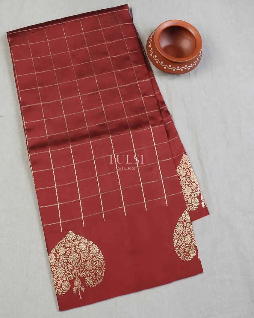 Maroon Banaras Silk Saree T604375-image